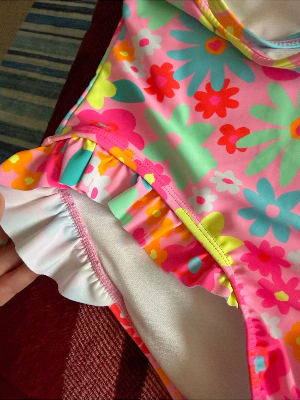 btween Kids One-Piece Swimsuits — Pink Floral & Multicolor Stripe